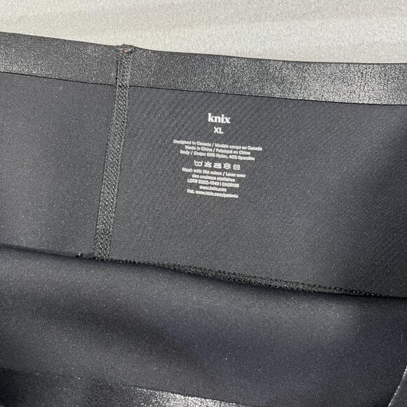 Knix Pants Womens XL Black Faux Leather Leggings High Rise Shiny Stretch Coated - Picture 2 of 9